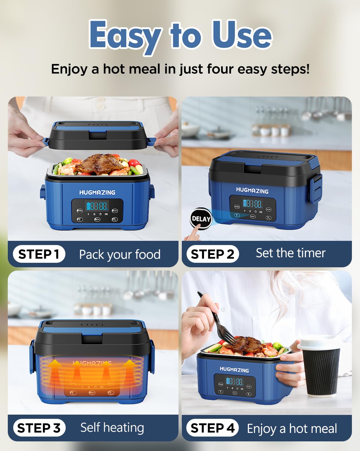 Hugmazing stainless steel containers are dishwasher-safe for easy cleanup.
