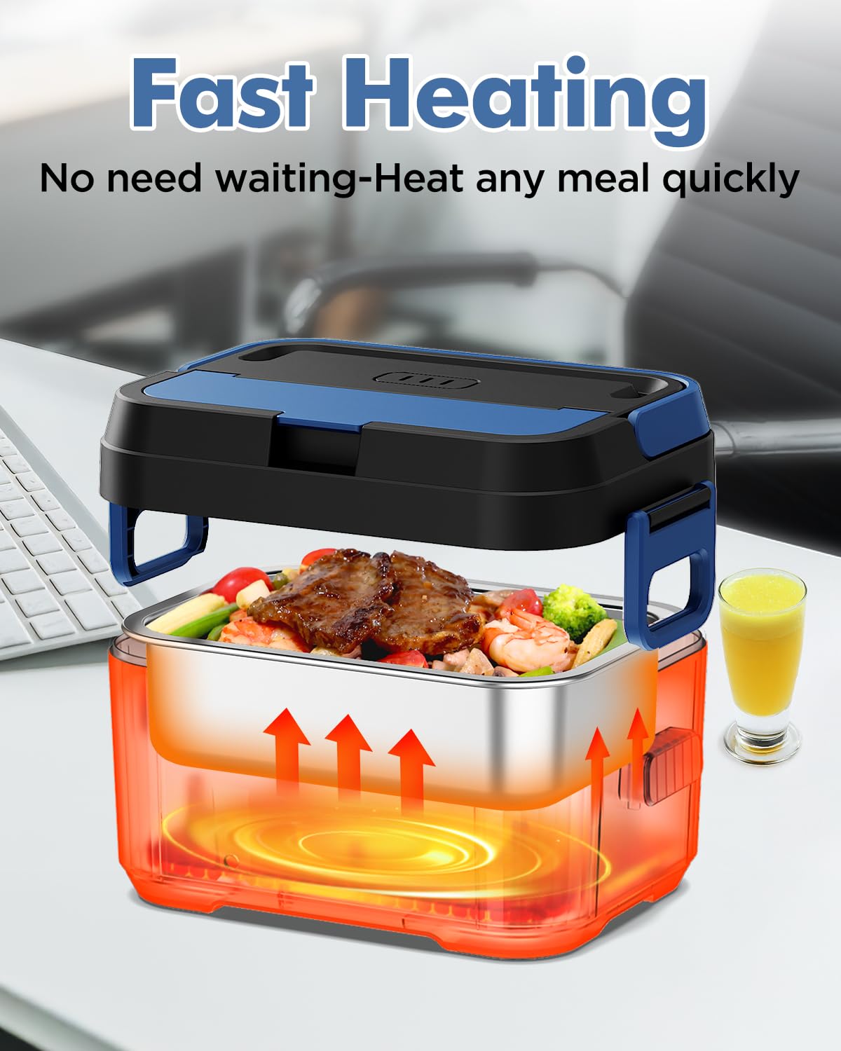 Hugmazing Cordless Lunch Box hidden handle enables easy carry during travel.