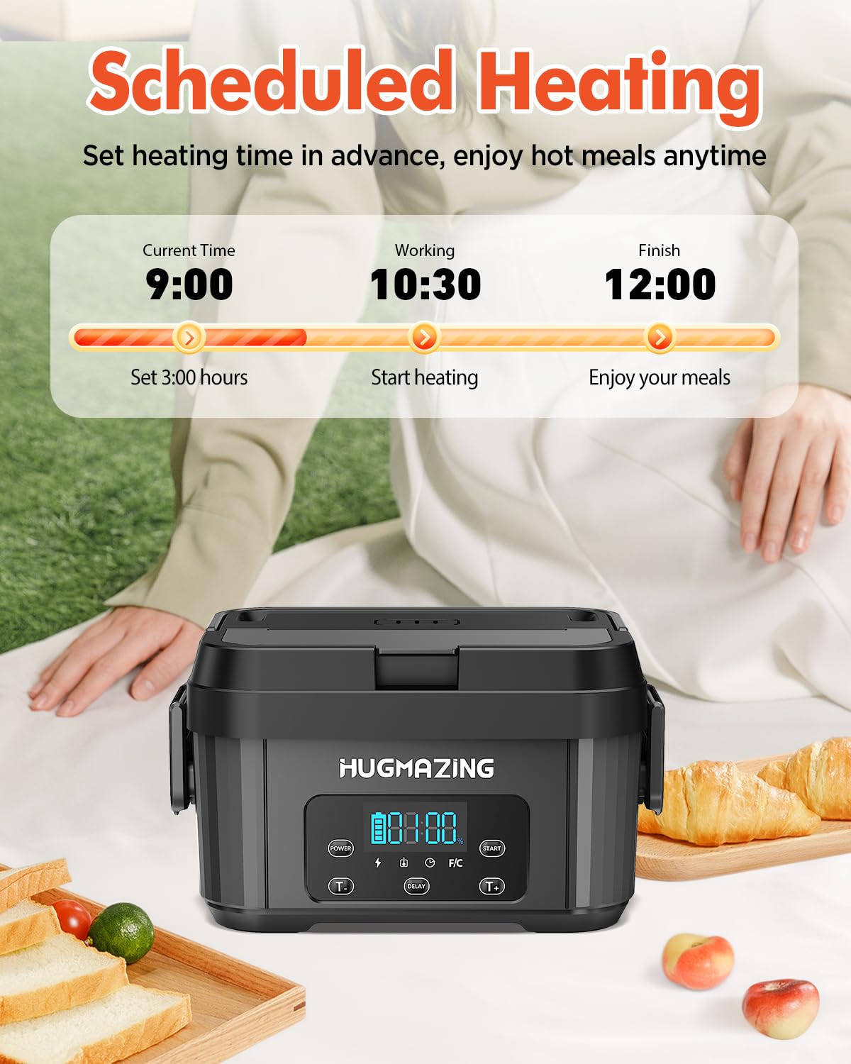 Hugmazing delayed preheat function guiding mealtime readiness