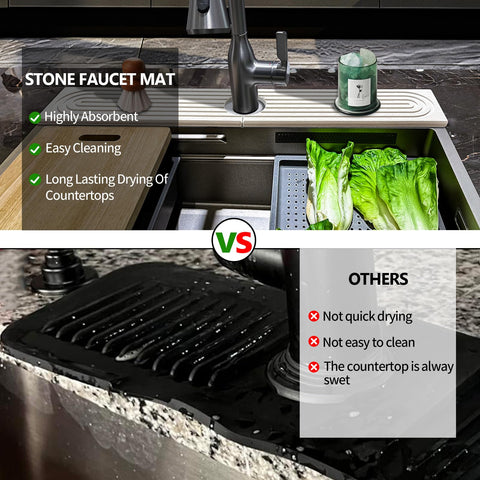 HUHAYUYA bathroom counter stone faucet mat suits compact sinks