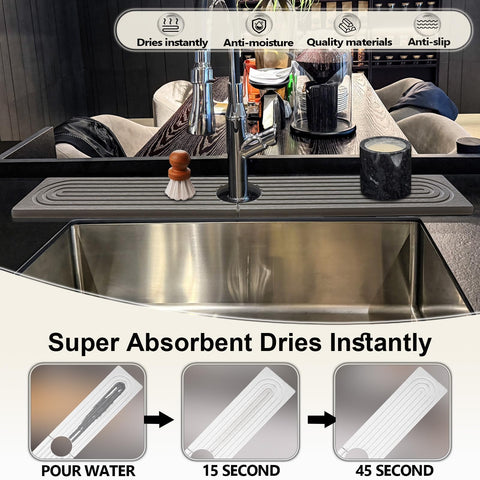 HUHAYUYA diatomite absorbent mat capturing water near the sink