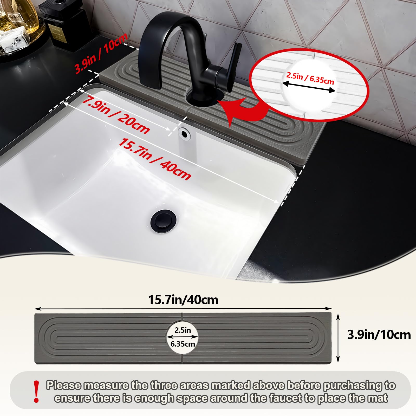 HUHAYUYA kitchen counter drying mat with diatomite texture