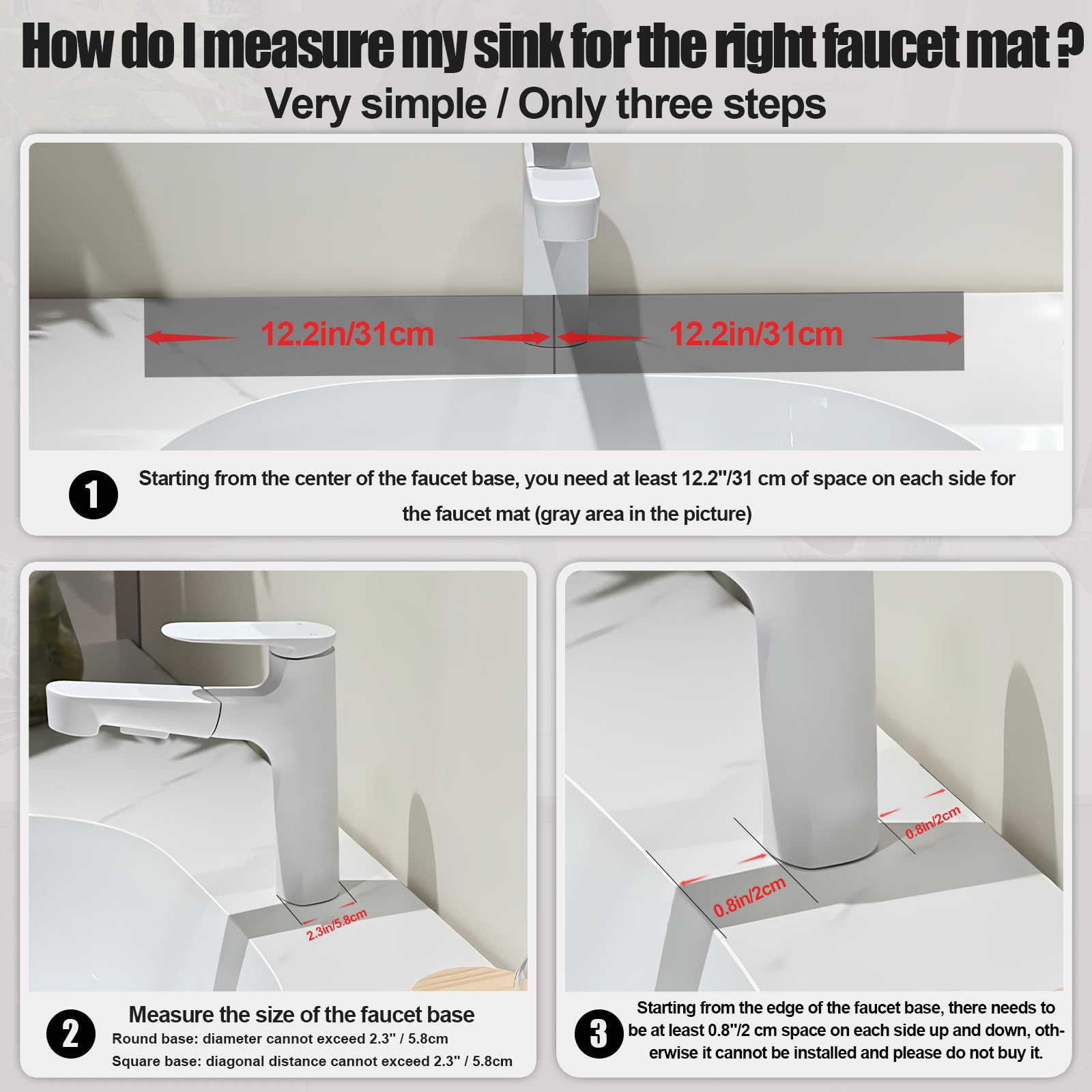 HUHAYUYA sink splash guard stone mat protects counters around the faucet