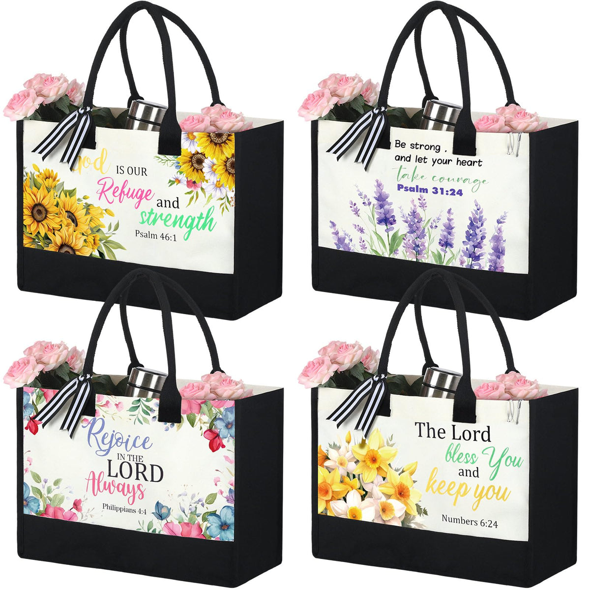 Huhumy Bible tote with flowers and verse design ideal for daily inspiration.