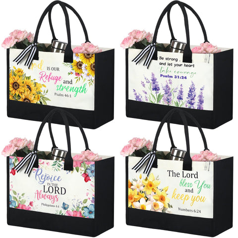 Huhumy Bible tote with flowers and verse design ideal for daily inspiration.