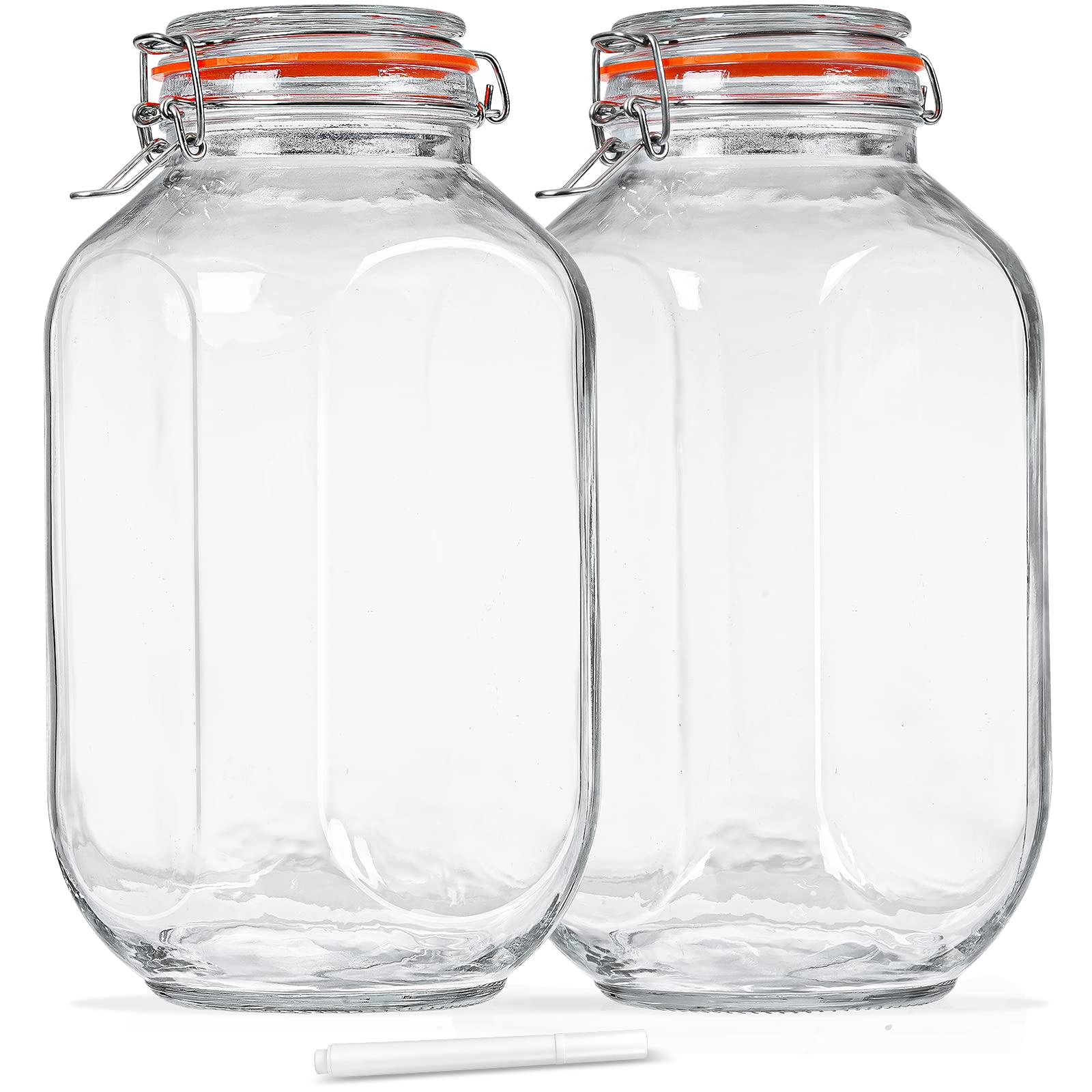 Huichuiero 1 gallon square glass storage jar with airtight lid for pantry organization