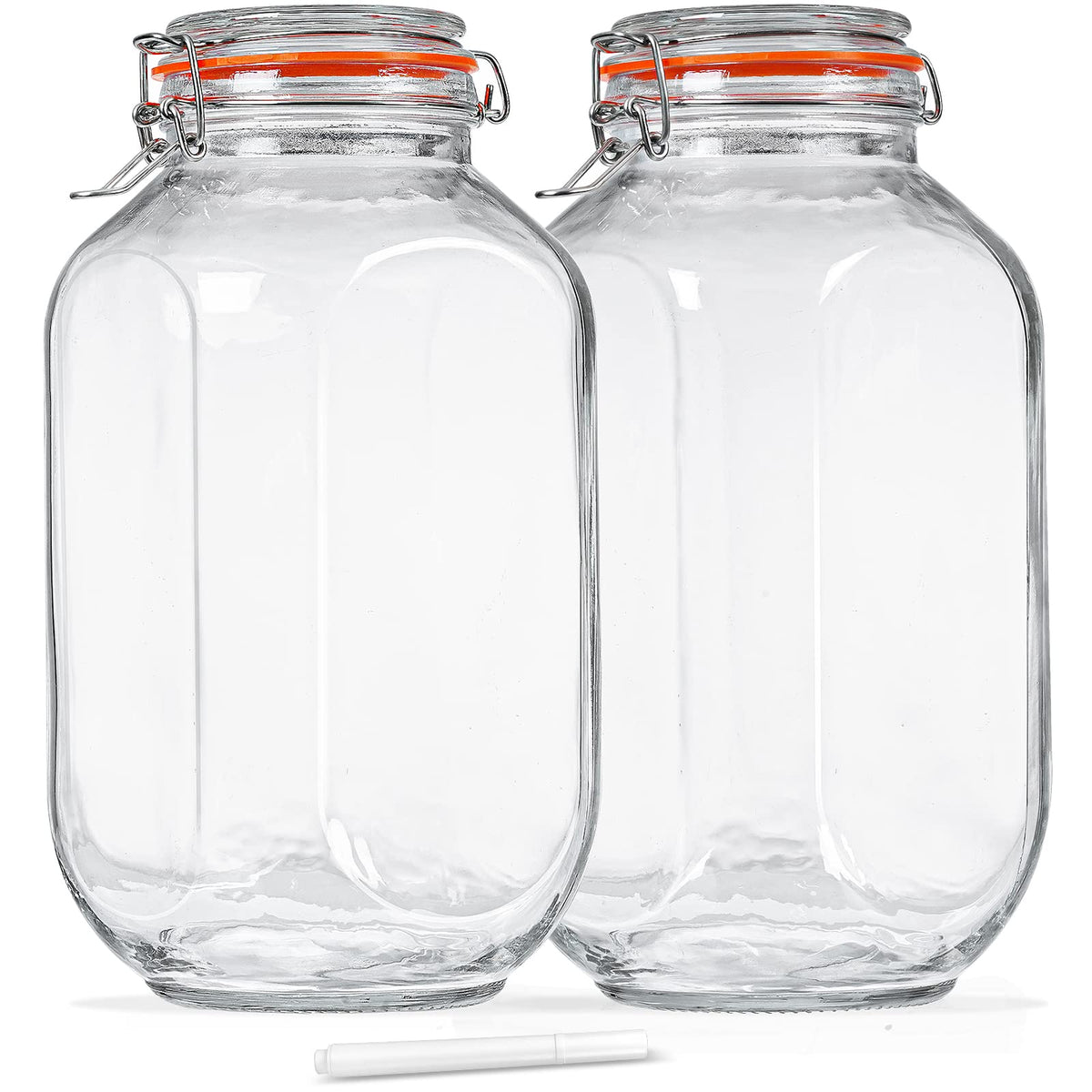 Huichuiero 1 gallon square glass storage jar with airtight lid for pantry organization