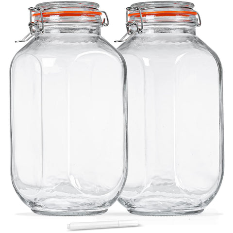 Huichuiero 1 gallon square glass storage jar with airtight lid for pantry organization