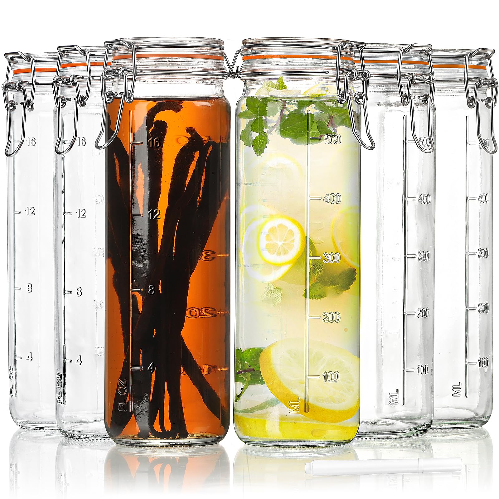Huichuiero 20oz glass jar with airtight lid keeps dry ingredients fresh.