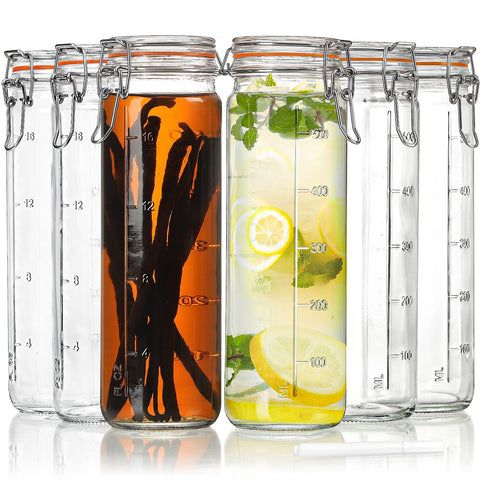 Huichuiero 20oz glass jar with airtight lid keeps dry ingredients fresh.