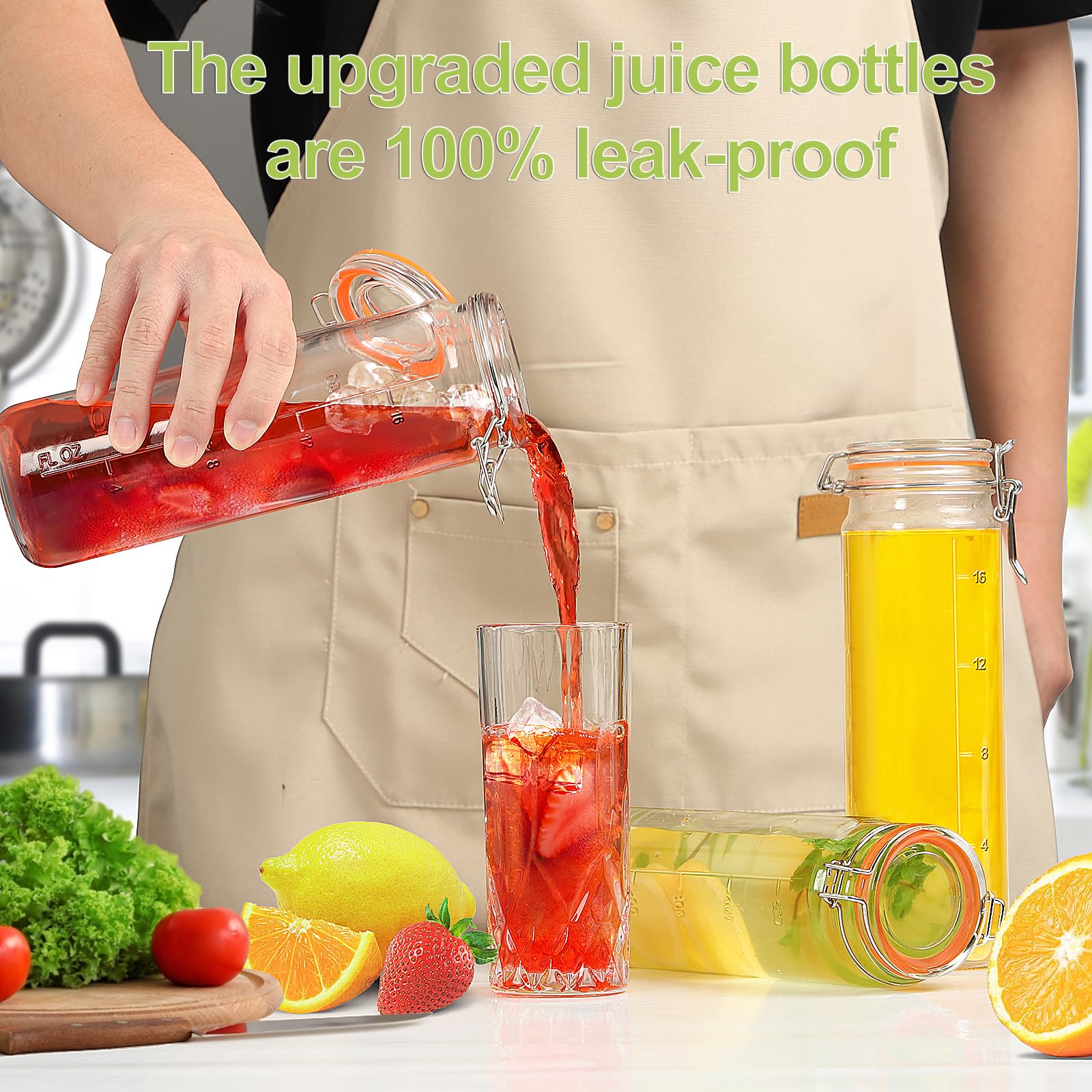 Huichuiero clear-glass jar provides a see-through view to monitor contents.