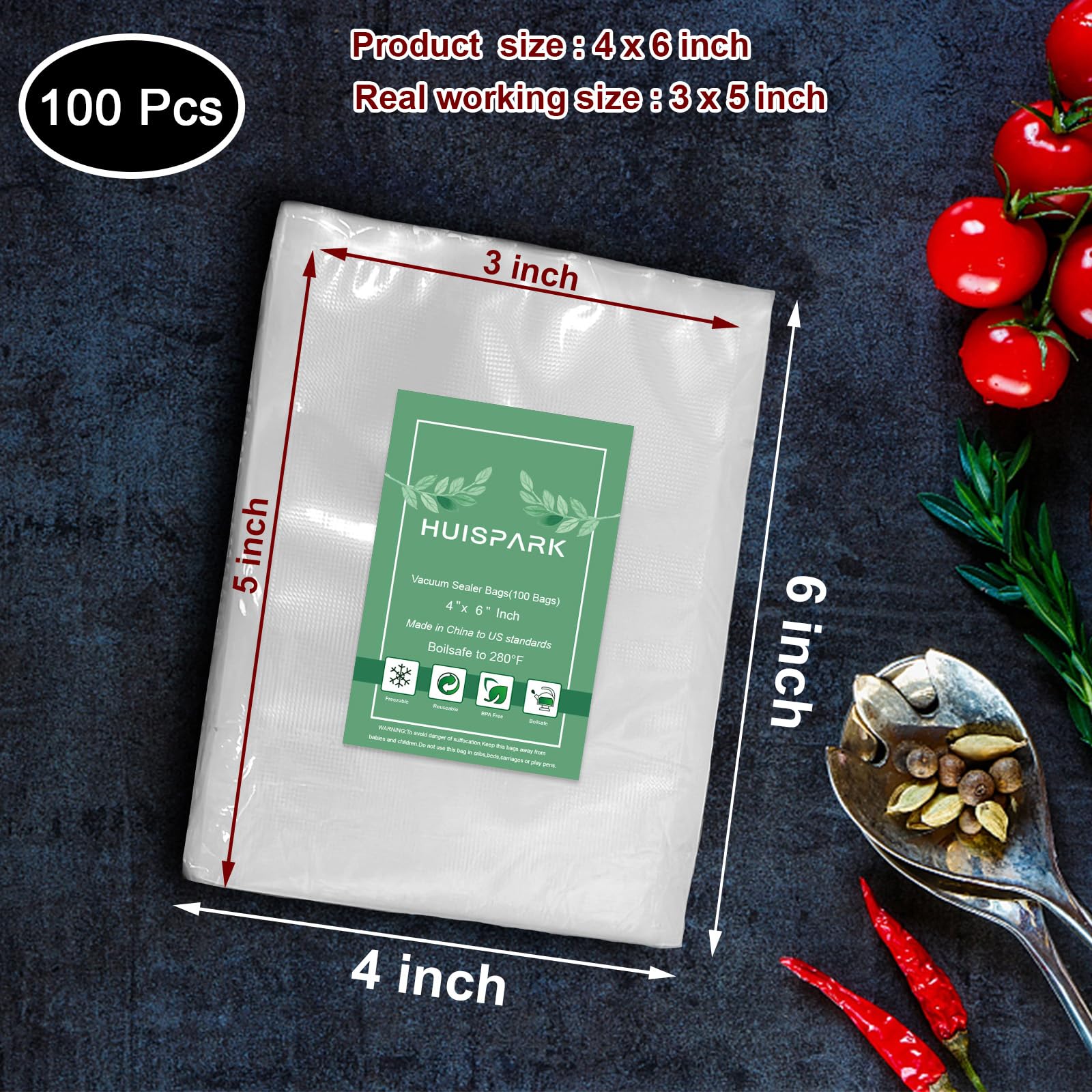 HUISPARK boilsafe 280°F sealable bags for high-temperature use.