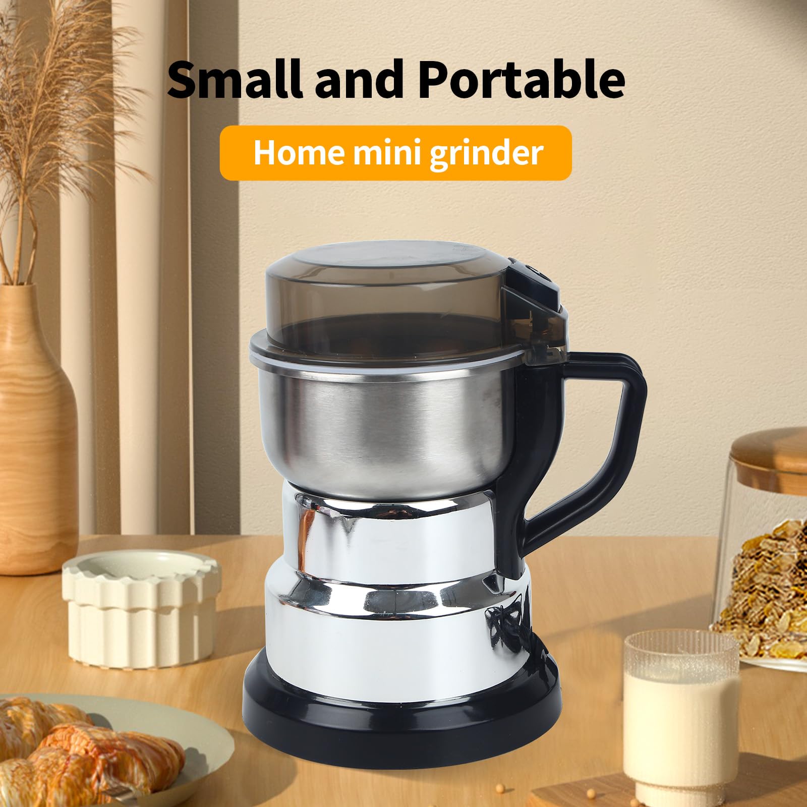 Huitban electric coffee grinder compact silver design fits small kitchens.