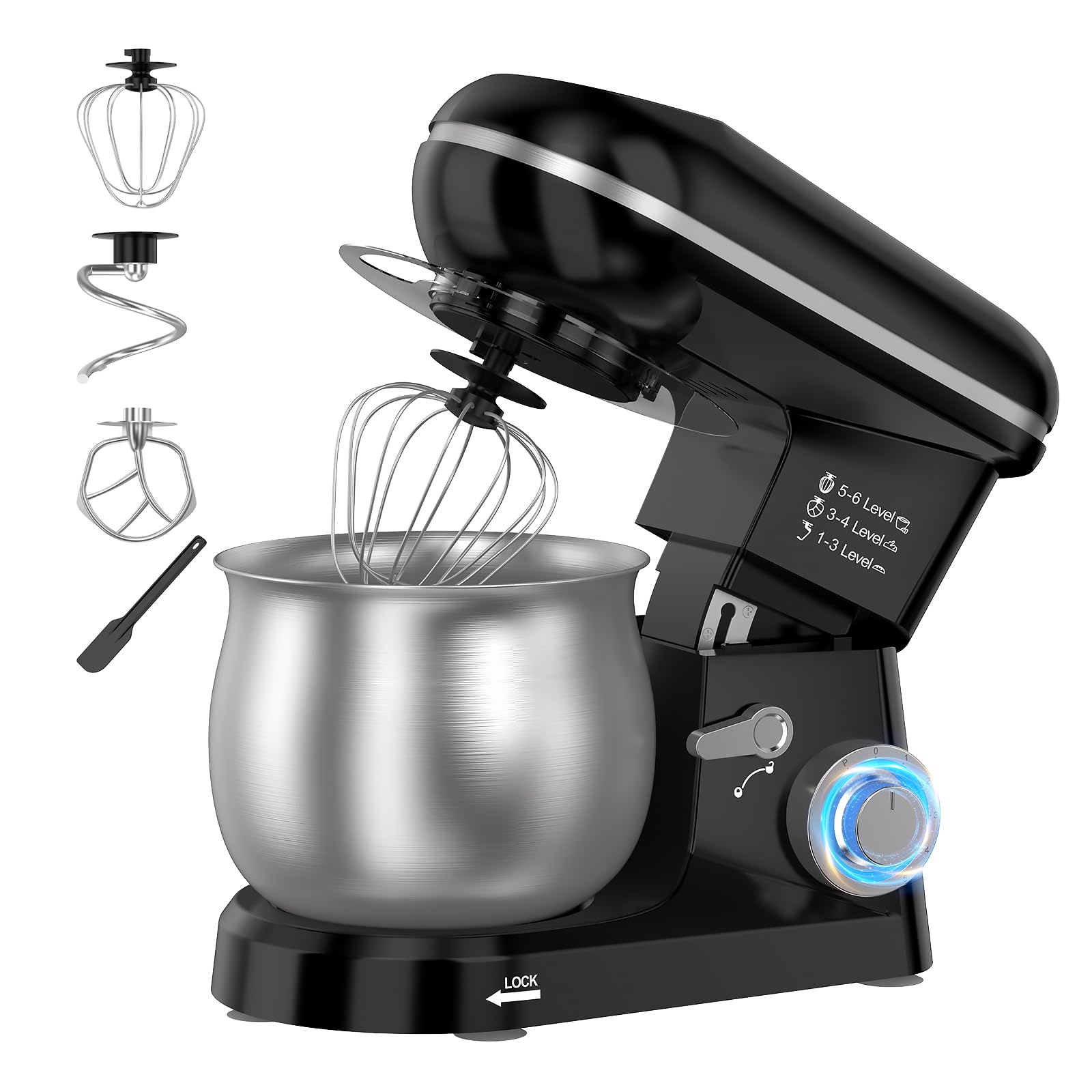 HULAXILOTI electric stand mixer 5.3-quart bowl for family baking and large batches.