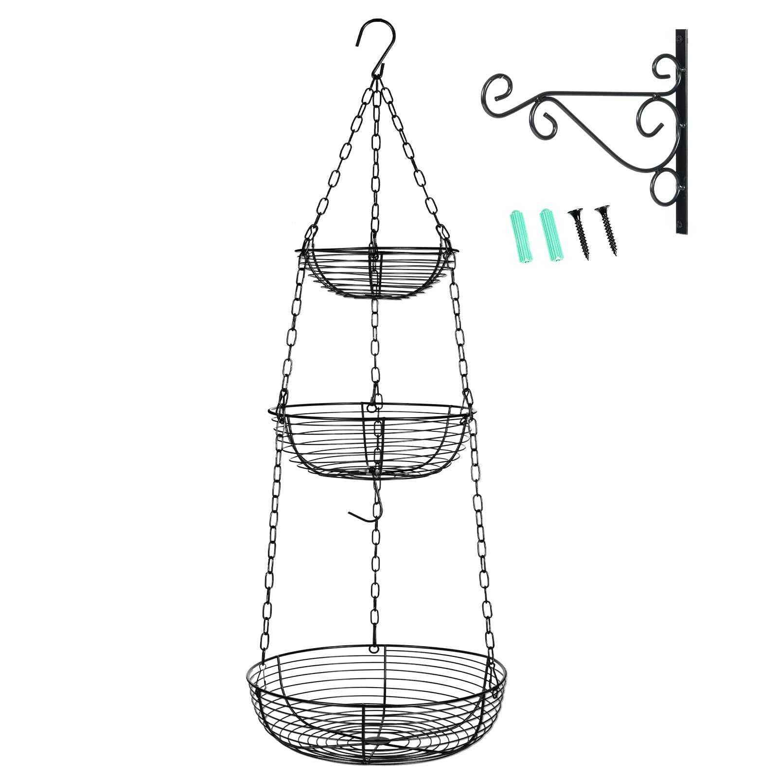 Banana hook included with the HULISEN basket for easy fruit hanging