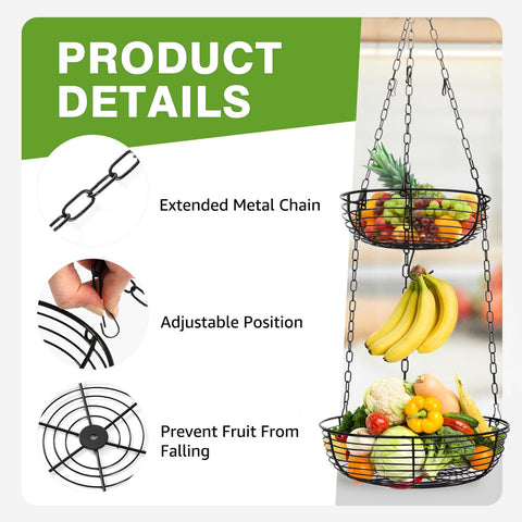 Durable iron frame of HULISEN basket with black finish in modern kitchen