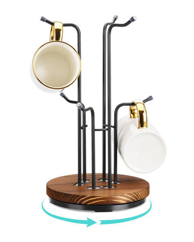 HULISEN 360° rotating mug tree offers easy counter access.