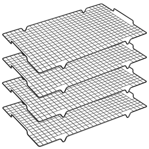 HULISEN 4-pack cooling racks 16x10 inches for even air circulation.