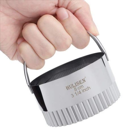 HULISEN arched-handle biscuit cutter provides comfortable grip for precise cuts