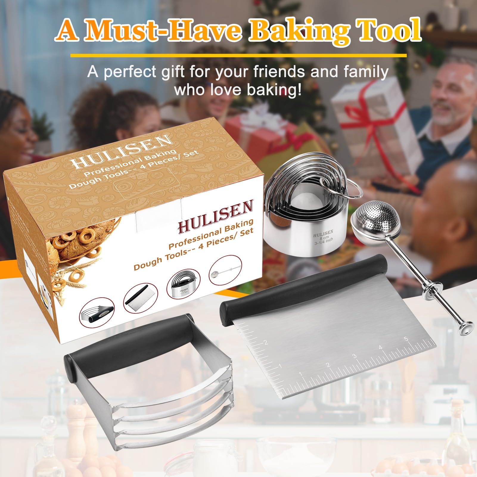 HULISEN biscuit cutter size markings show inches and centimeters