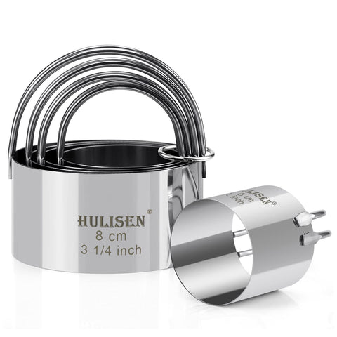 HULISEN biscuit cutter set round with handle in five sizes for precise dough cuts