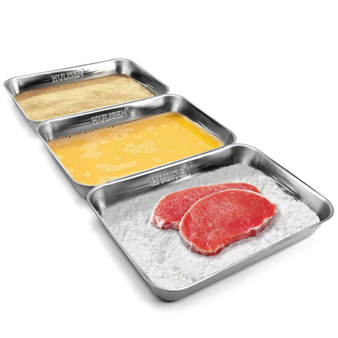 HULISEN breading trays with interlocking design for mess-free prep.