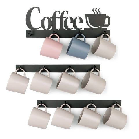 HULISEN coffee mug wall rack showing a three pack setup keeps mugs easy to reach