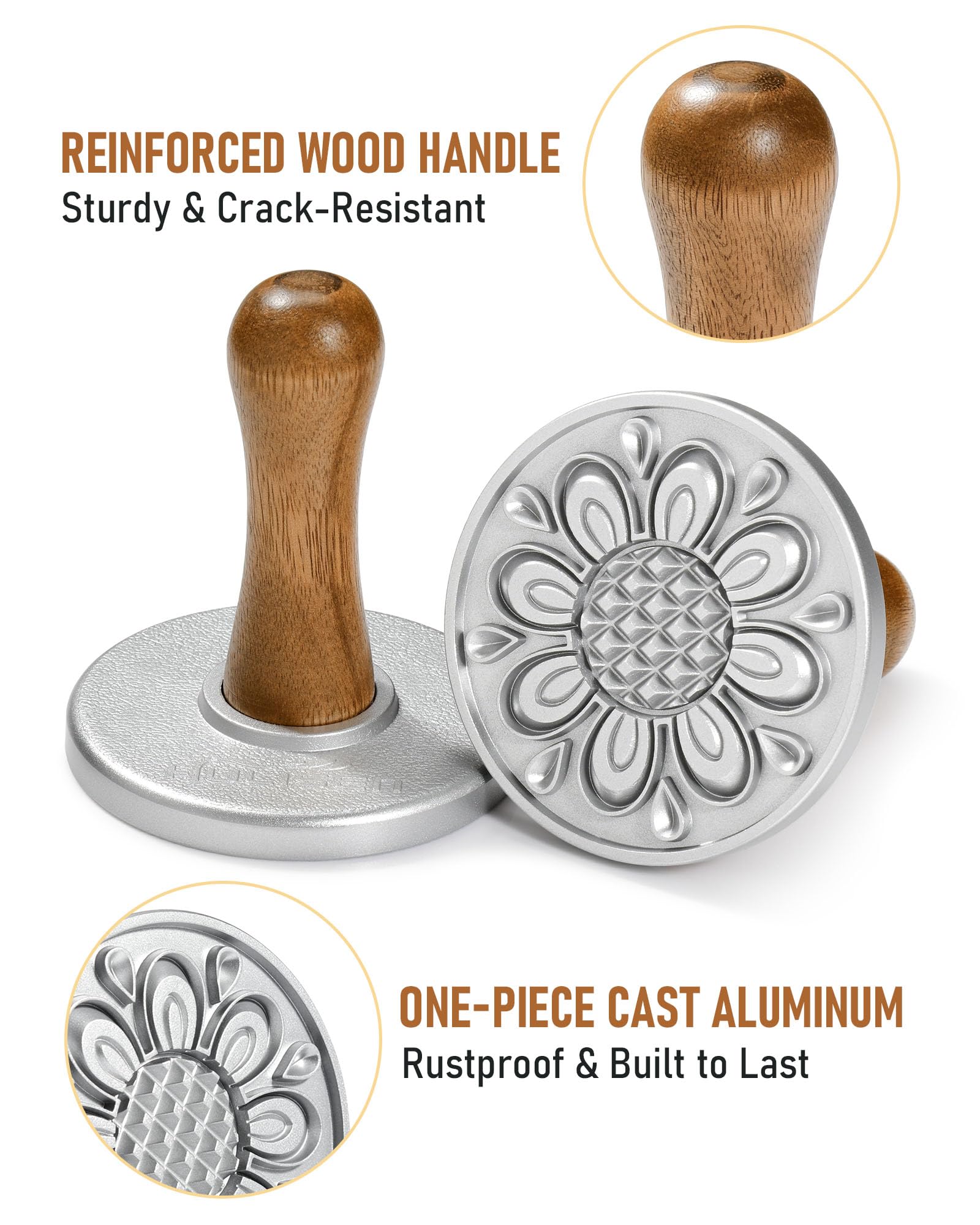 HULISEN cookie stamps wooden handle for comfortable grip