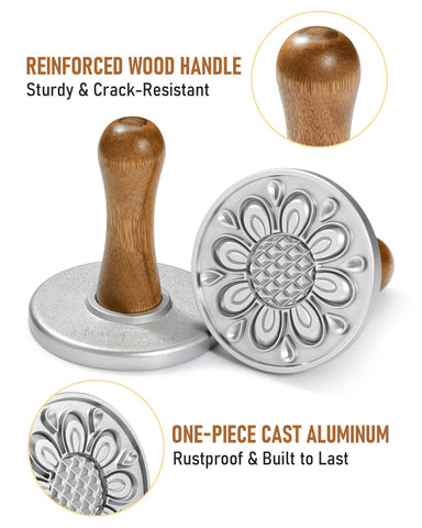 HULISEN cookie stamps wooden handle for comfortable grip
