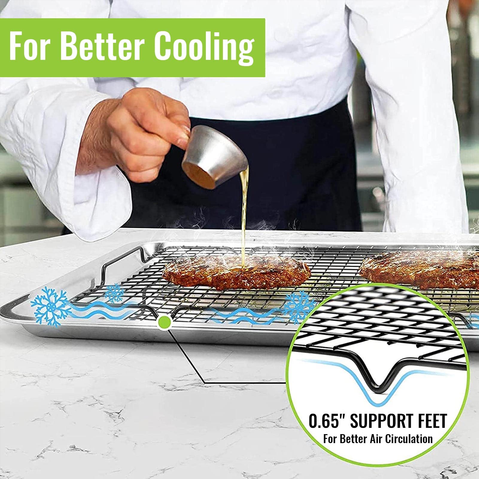 HULISEN rack stands on 0.65 inch feet for stable airflow.
