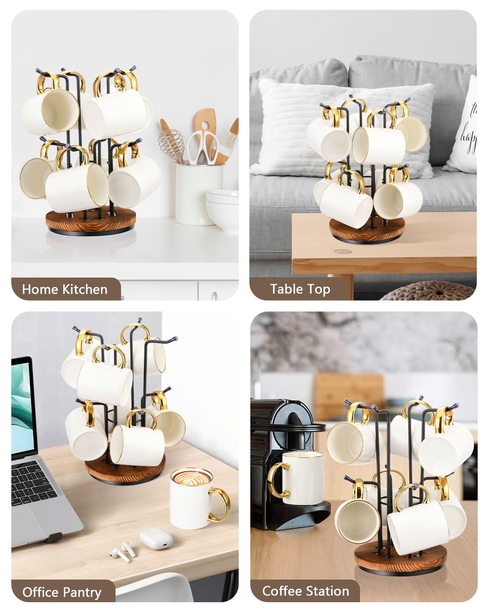 HULISEN countertop mug rack decor for stylish counters.