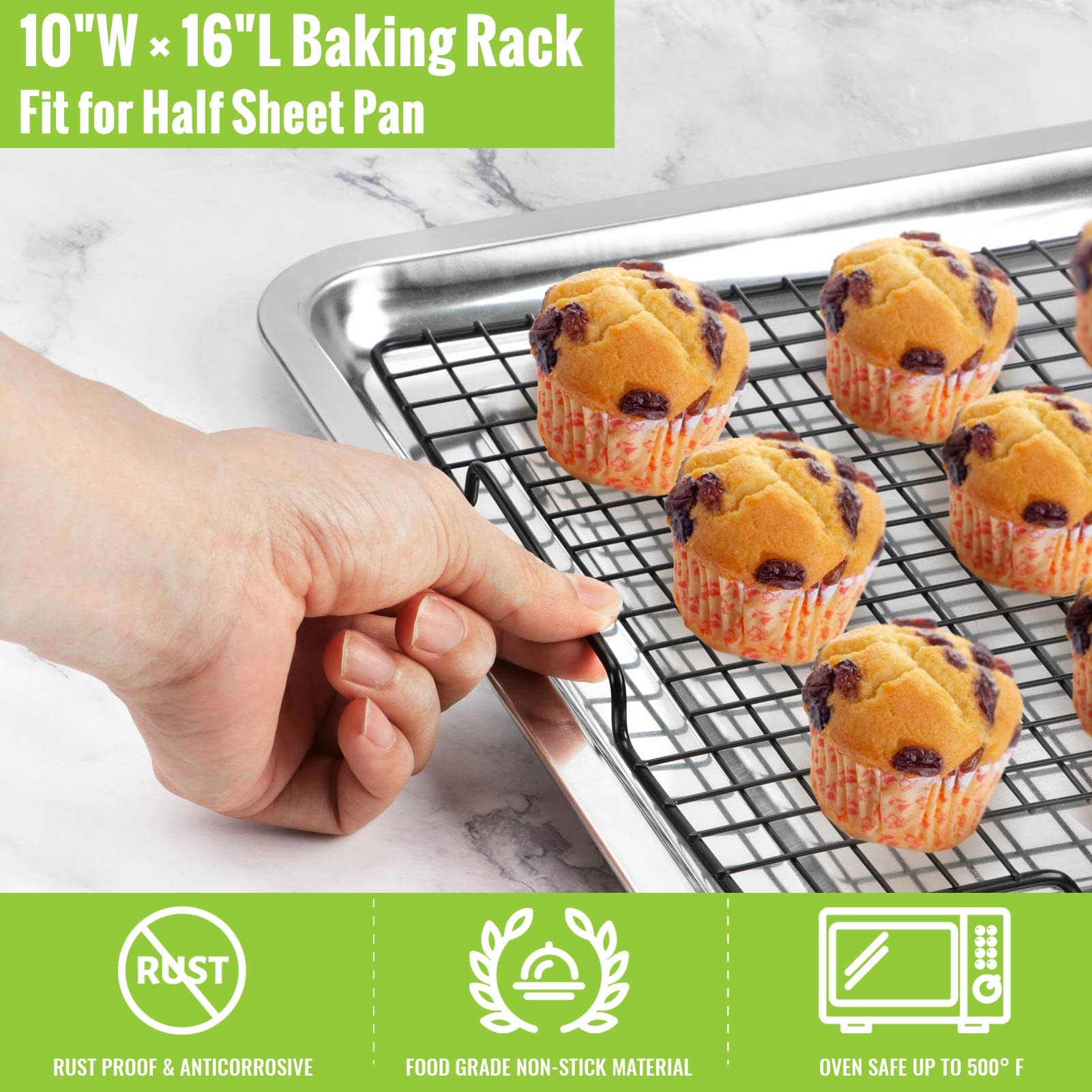 HULISEN fits half-sheet pans for cookies and breads cooling.