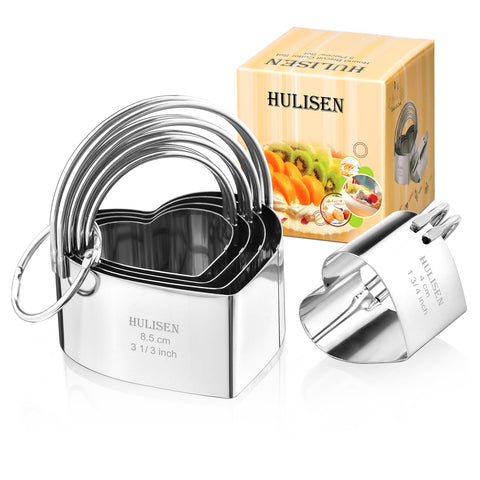 HULISEN heart cookie cutter set with five pieces for precise heart-shaped cookies