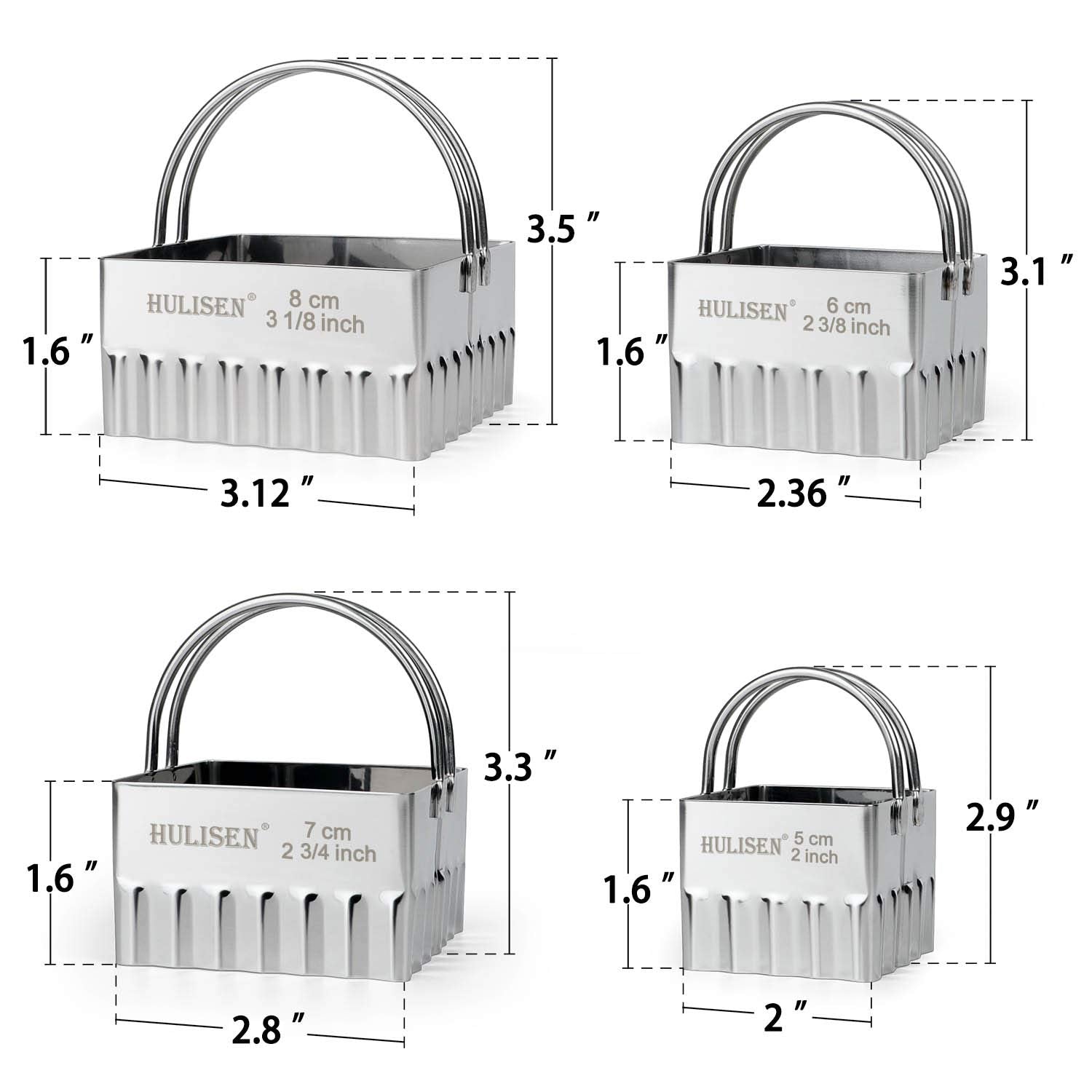 HULISEN measuring marked cutters show inches and cm for accuracy.