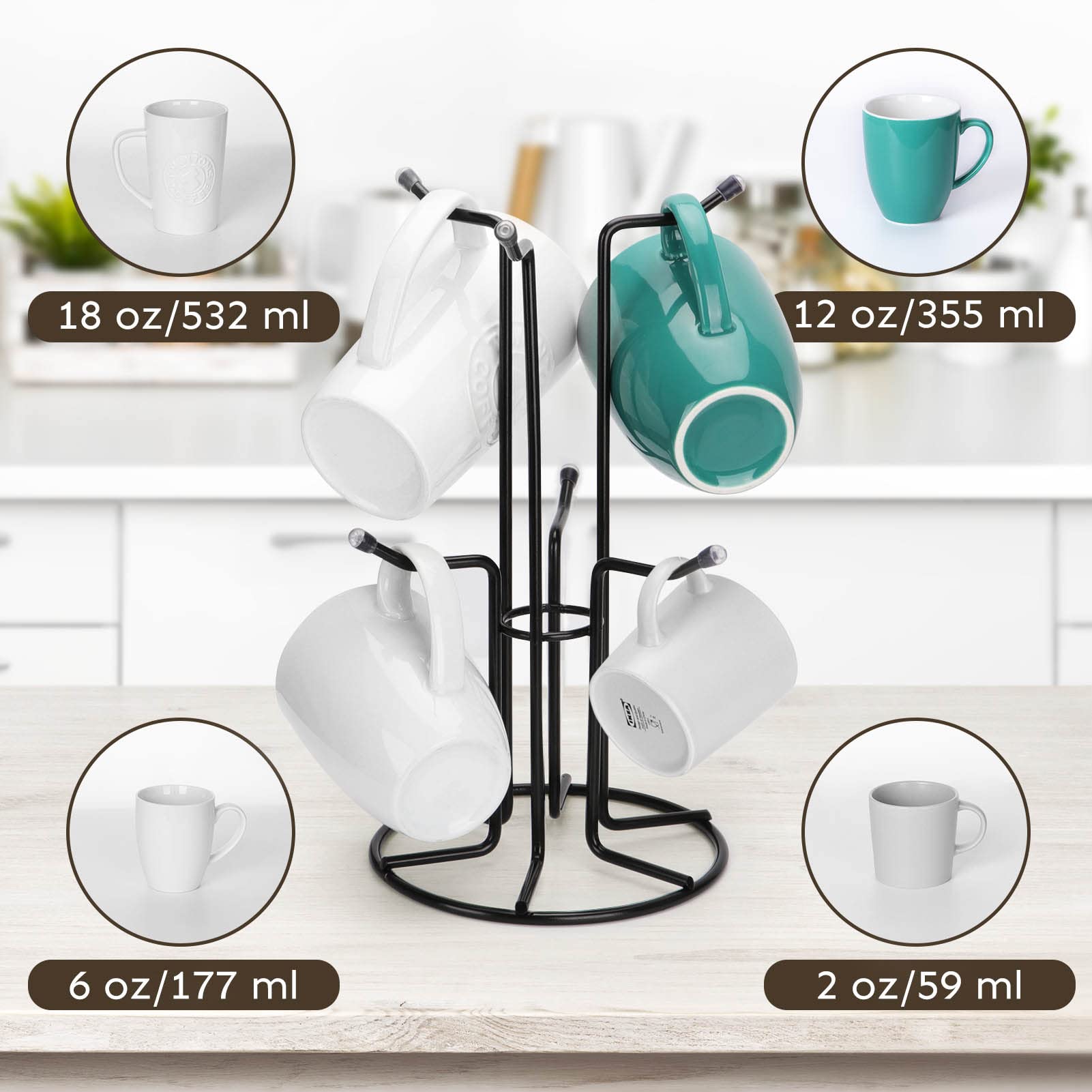 HULISEN Mug Tree enhances kitchen decor and serves as a thoughtful gift.