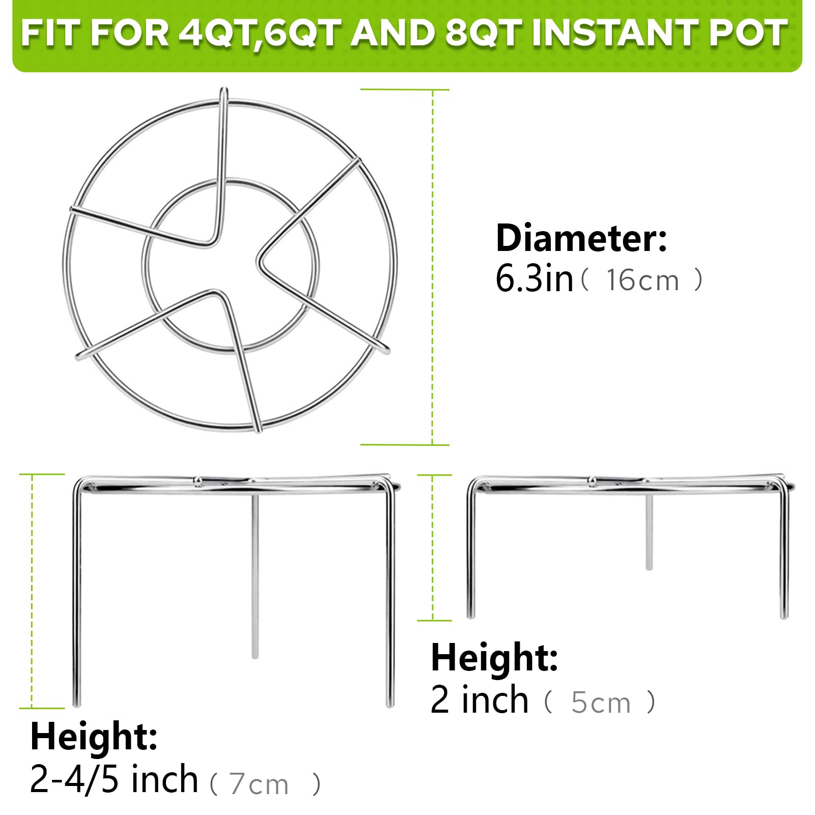 HULISEN steam rack 2-inch tall base provides stable support for tall items.