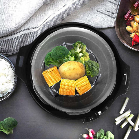 HULISEN steam rack sturdy design prevents wobble and helps evenly heat seafood and veggies.