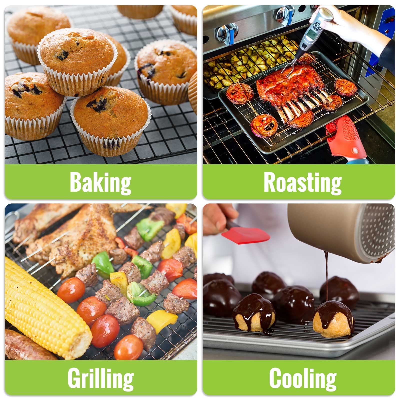 HULISEN tight mesh rack design prevents foods from slipping through.