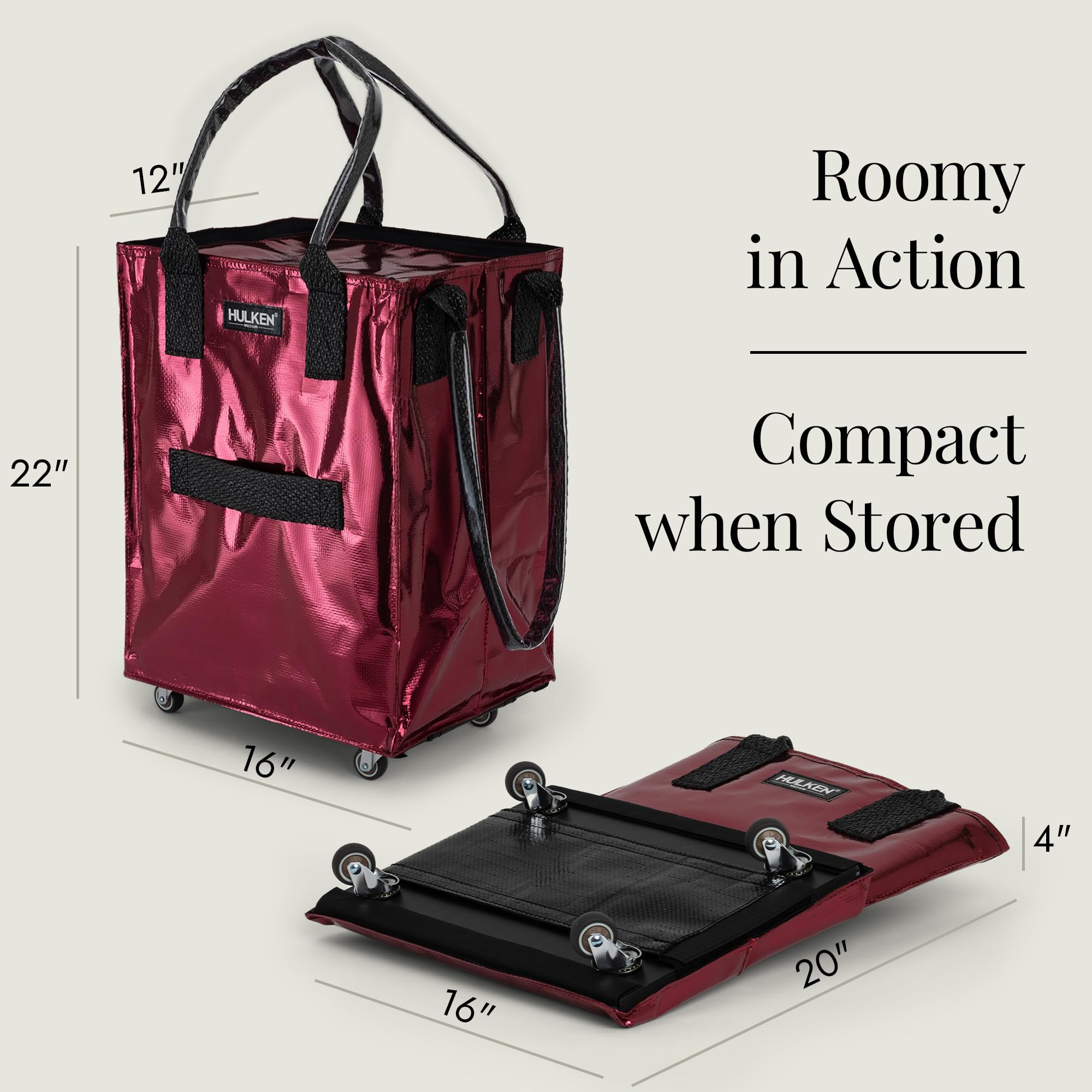 HULKEN zipper closure securely seals contents during transport.