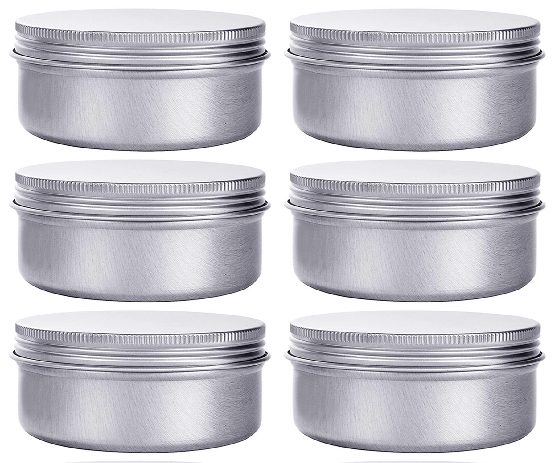 Hulless 6 oz aluminum tin with screw lid showing secure leak-proof seal.