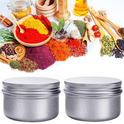 Hulless storage tin suitable for spices and herbs in the kitchen.