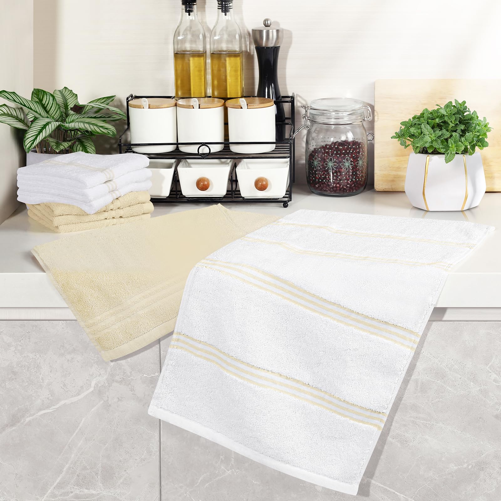 HULOSAN terry dish cloths, large 25x13 inches for countertop drying