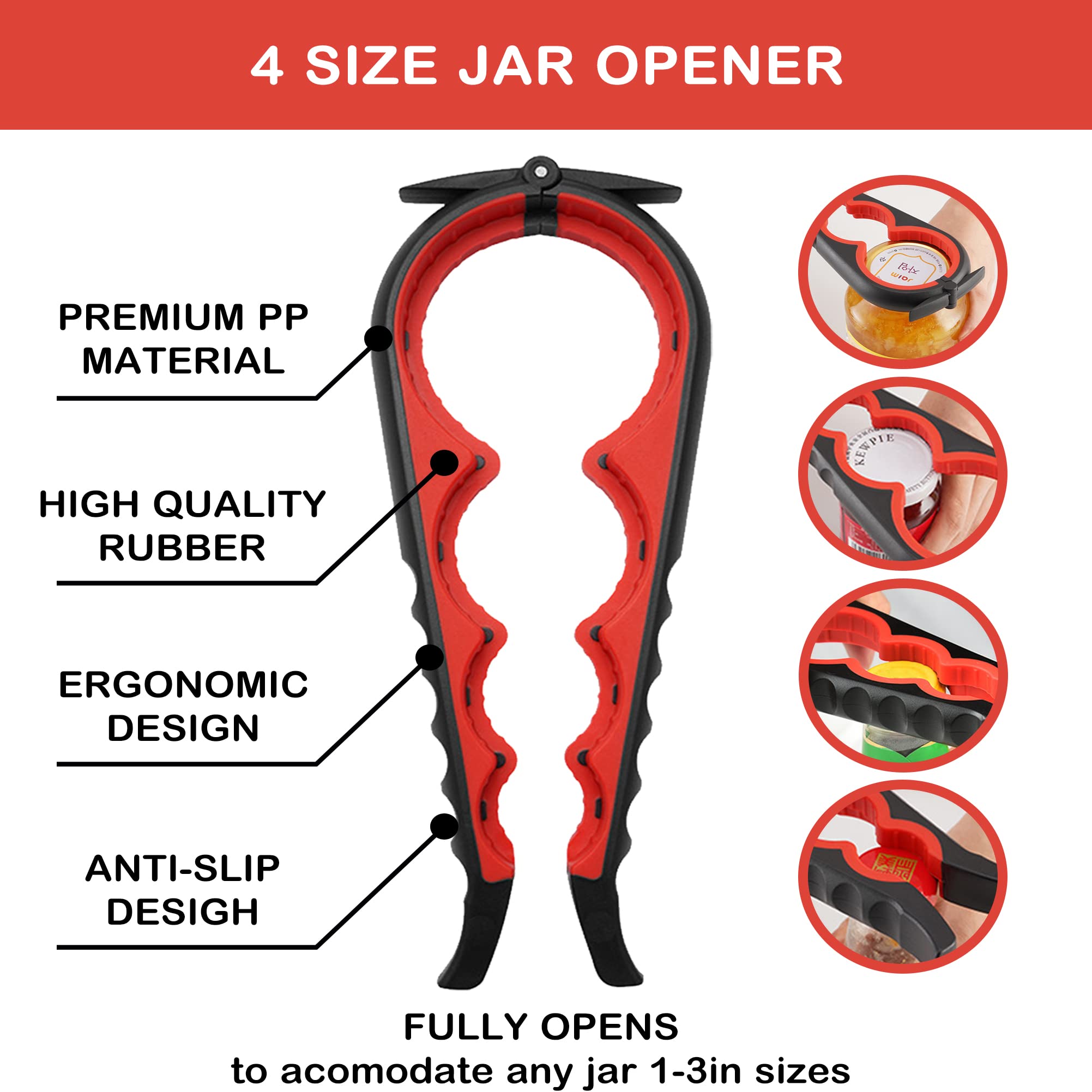HUMANFUN jar opener featuring a non-slip grip for wet hands.