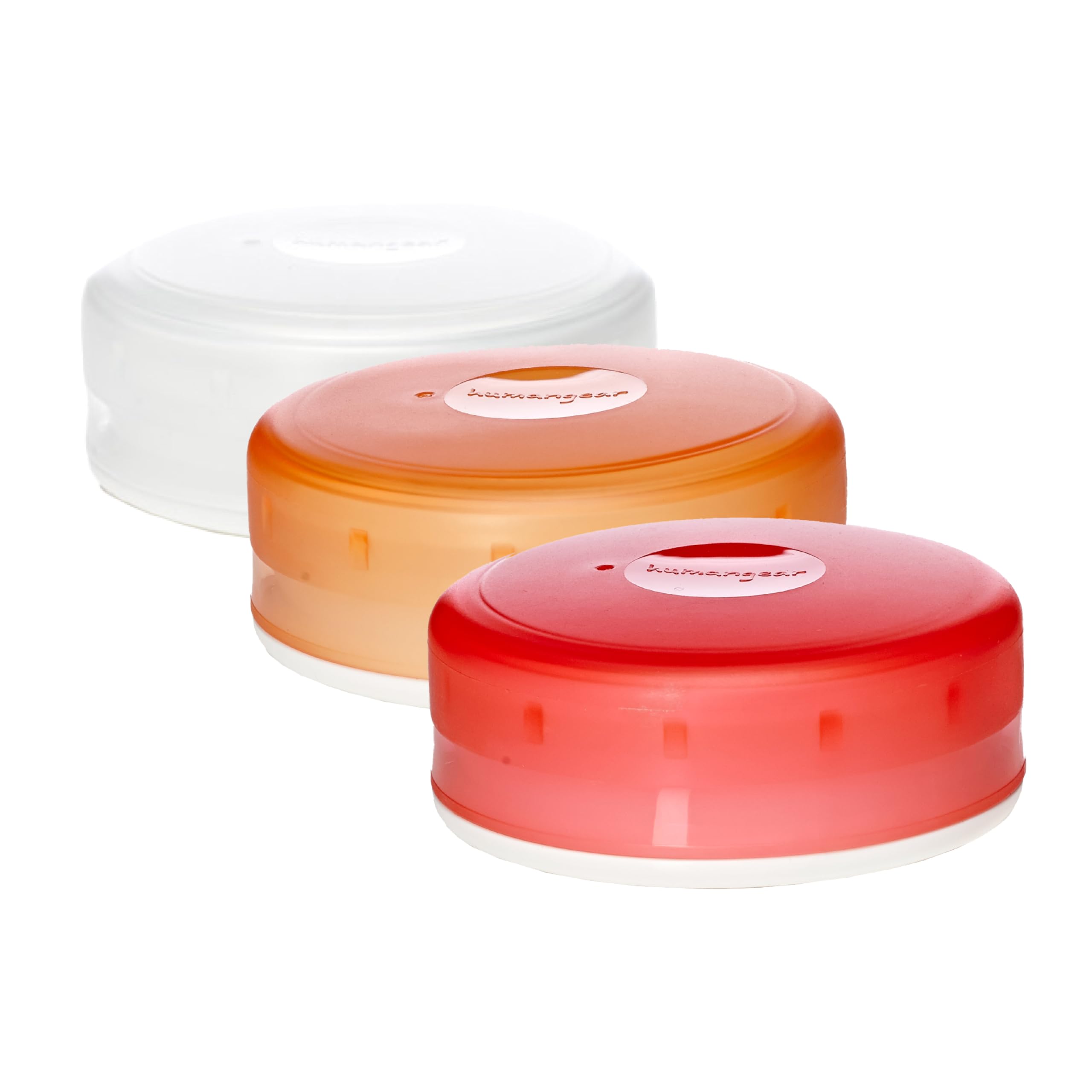 humangear GoTubb three-pack in clear, orange and red for organized snacks on the go