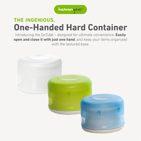 Humangear GoTubb transparent bin with labeling area for easy lunch organization.