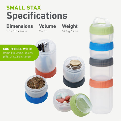 humangear STAX travel snacks organized in a four-piece set.
