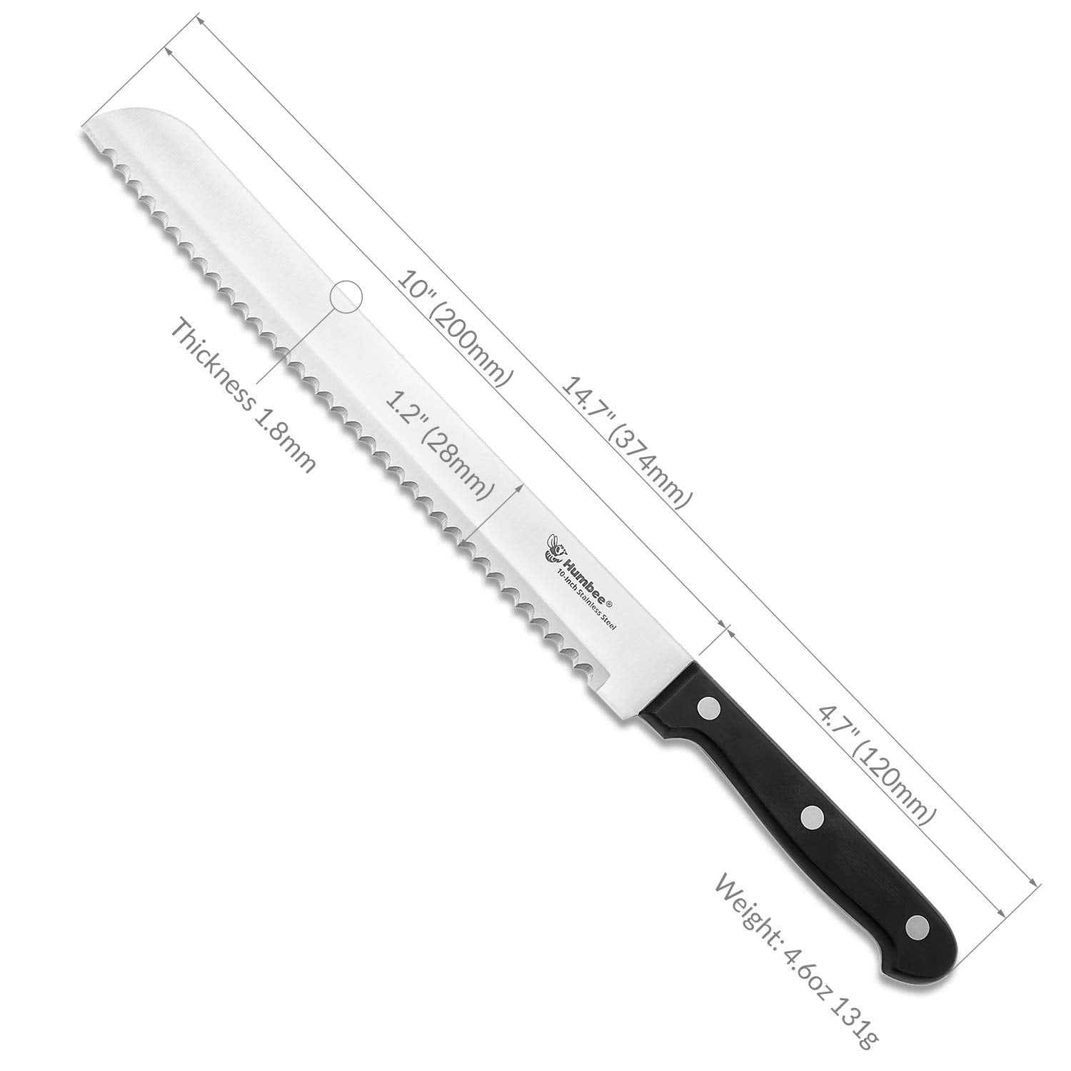 Humbee full-tang design highlights strength and balanced control.