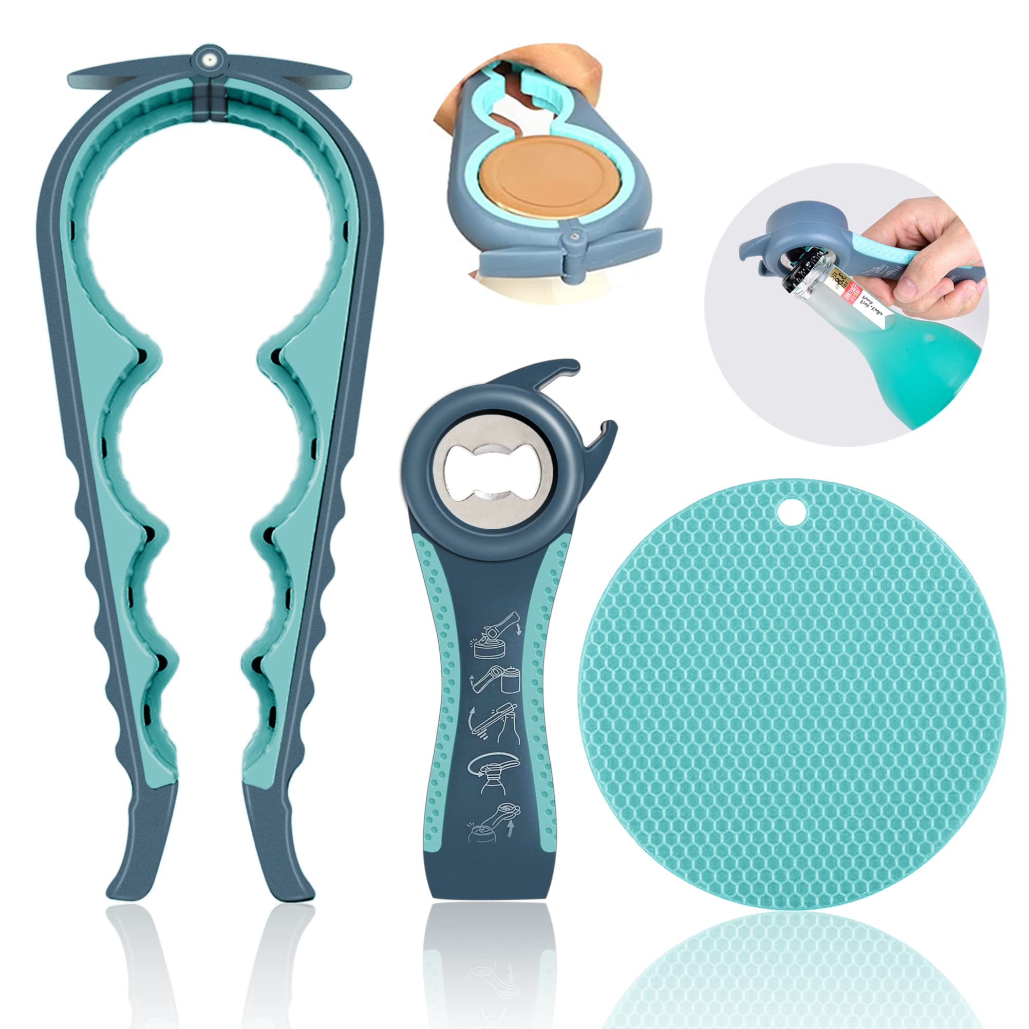 HUMANFUN jar-opener with long handles eases grip for arthritis and weak hands