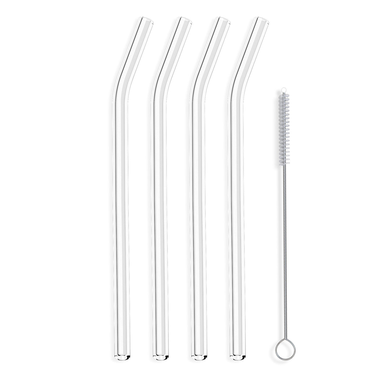 Hummingbird Glass Straws clear bent 9in ideal for smooth smoothies and iced drinks.