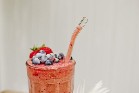 Hummingbird Glass Straws suitable for smoothies, tea, juice, and water.